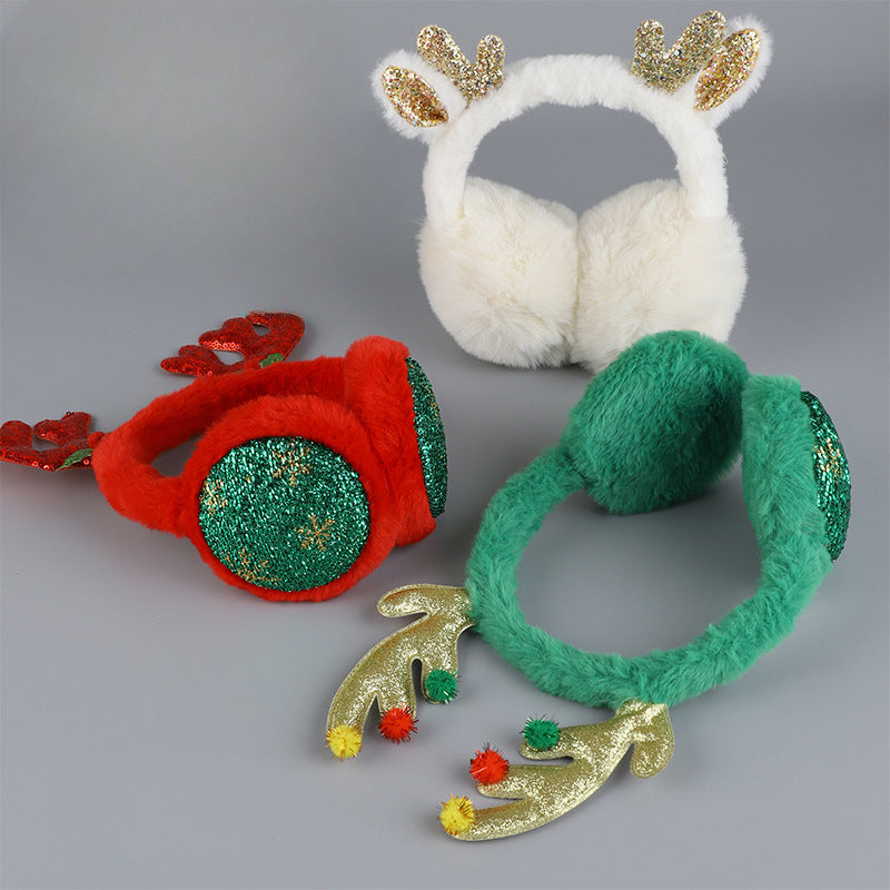 Wholesale Christmas Antlers Foldable Winter Thick Warm Plush Students Go Out To Protect The Cold Ear Warmer